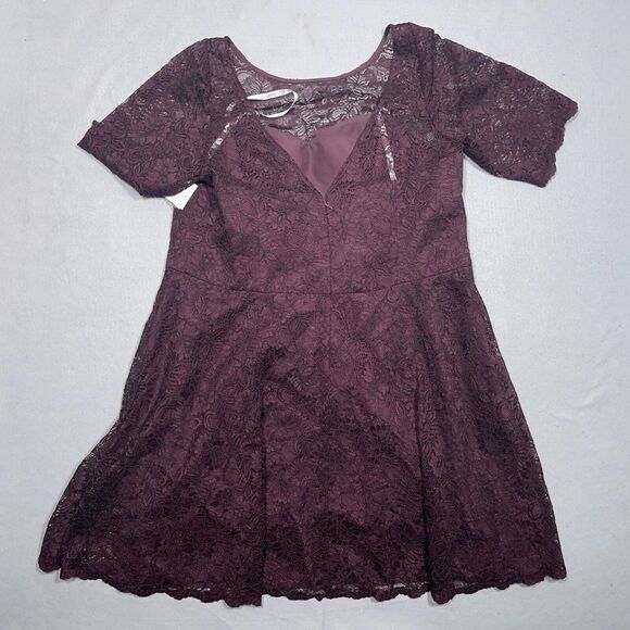 David's Bridal Dress Women 20W Garnet Lace Overlay Elbow Sleeve Cocktail NWT - Picture 13 of 16